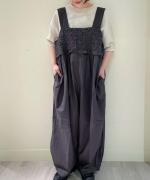 ハンドスモッキングコットンポプリン　サロペット